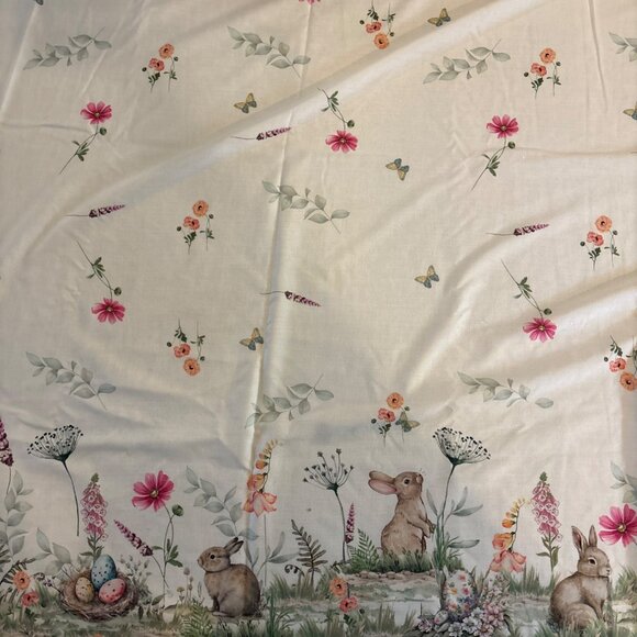 Nicole Miller Tablecloth Easter Bunny Eggs Floral Butterfly 60 x 84" Pastel - Picture 5 of 9